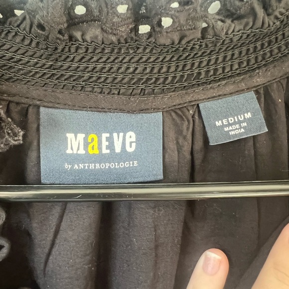 Anthropologie Maeve Long-Sleeve Lace Mini Dress Black Size Medium - Picture 3 of 5